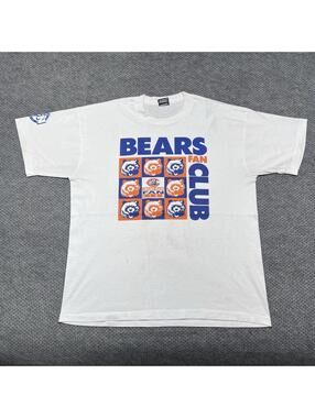 Vintage 90s Chicago Bears Football Fan Club T-Shirt XL RARE MENS WHITE